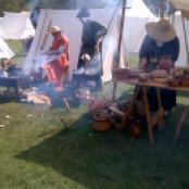 These People were showing us their medieval cooking skills, they were baking, bread, and cooking chicken, and Rhubarb stew on the wood fire ...along with many other tasty meals.