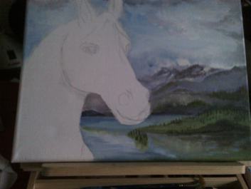 Horse on Canvas painting in Acrylic