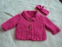 Knitting - Pink Jacket and head band